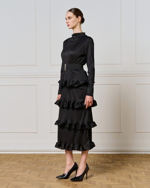Pleated dress with ruffles - Access Fashion - Image 3