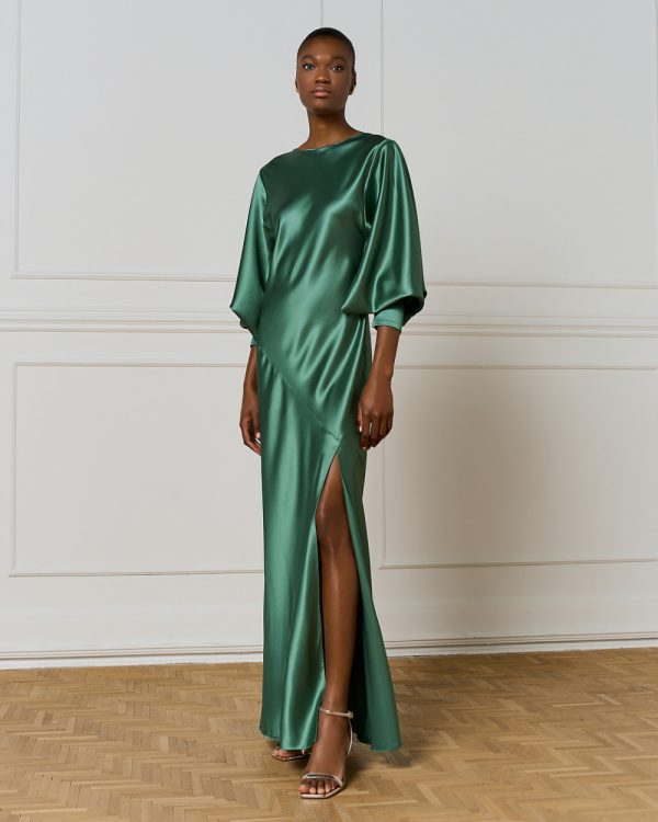 Satin dress with draped back - Access Fashion
