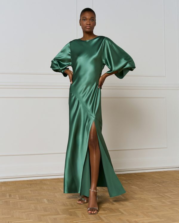 Satin dress with draped back - Access Fashion - Image 3