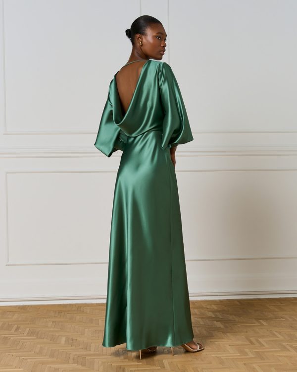 Satin dress with draped back - Access Fashion - Image 4