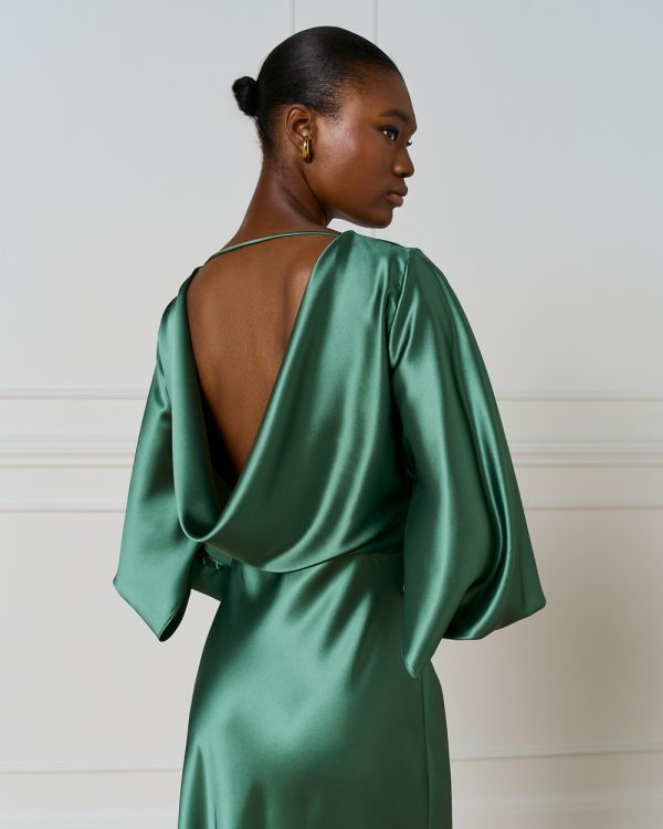 Satin dress with draped back - Access Fashion - Image 5