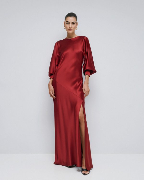 Satin dress with draped back - Access Fashion