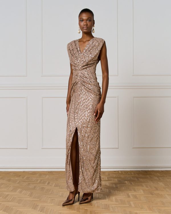 Maxi sequin dress with ruching - Access Fashion