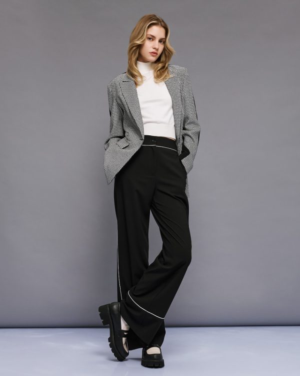 Pants with piping details - Access Fashion - Image 3