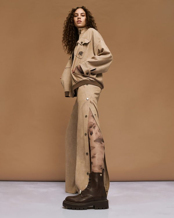 Straight-leg pants with snap buttons - Access Fashion
