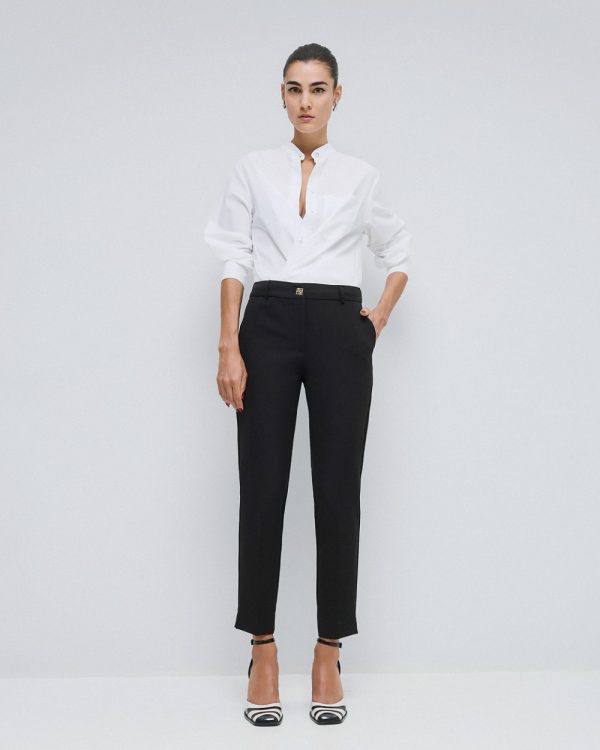 Straight-leg pants with a monogram button - Access Fashion - Image 8