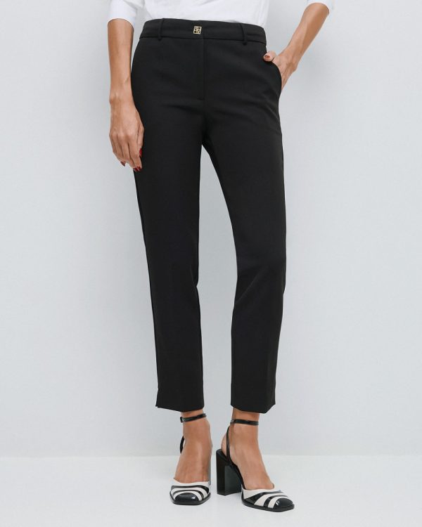 Straight-leg pants with a monogram button - Access Fashion - Image 9