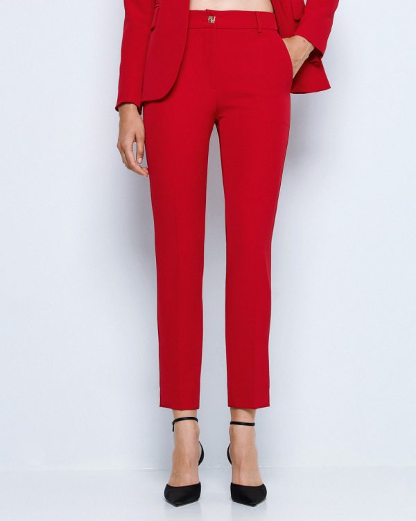 Straight-leg pants with a monogram button - Access Fashion - Image 2