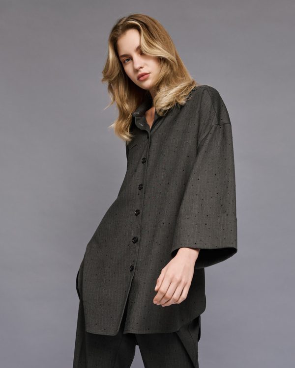 Long shirt with rhinestones - Access Fashion