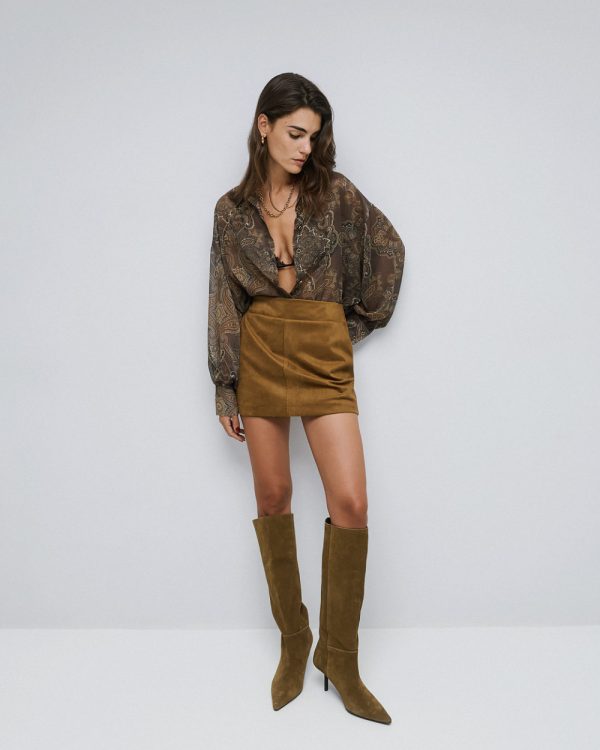 Long printed semi-sheer shirt with lurex -Access Fashion - Image 2