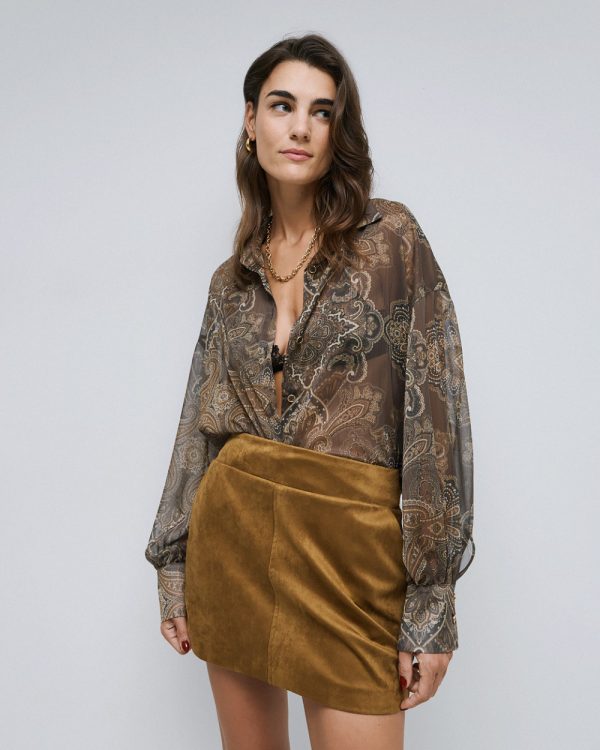 Long printed semi-sheer shirt with lurex -Access Fashion - Image 3