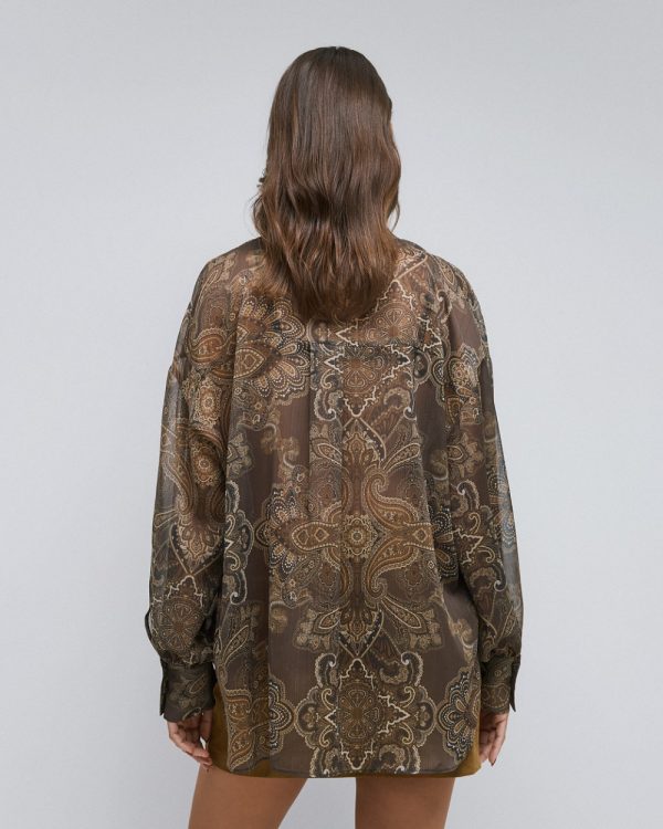 Long printed semi-sheer shirt with lurex -Access Fashion - Image 4