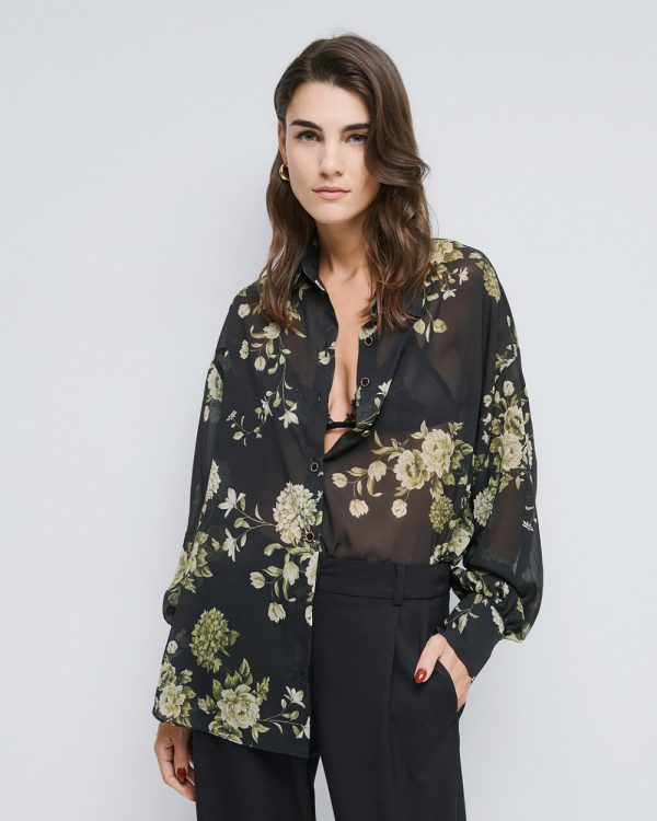 Long floral semi-sheer shirt - Access Fashion