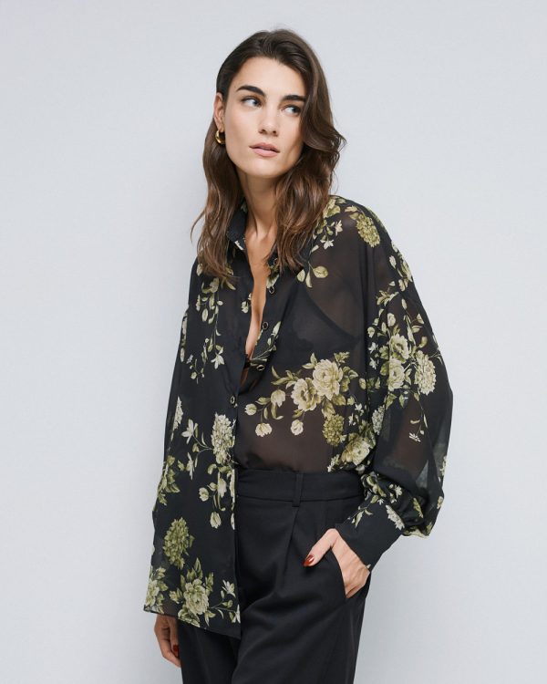 Long floral semi-sheer shirt - Access Fashion - Image 3