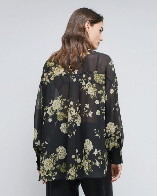 Long floral semi-sheer shirt - Access Fashion - Image 4