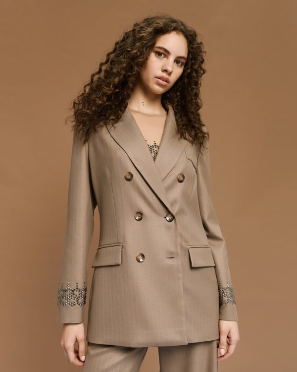 Double-breasted striped blazer with rhinestones - Access Fashion - Image 3