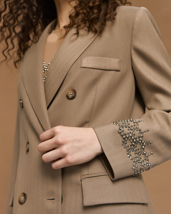 Double-breasted striped blazer with rhinestones - Access Fashion - Image 5