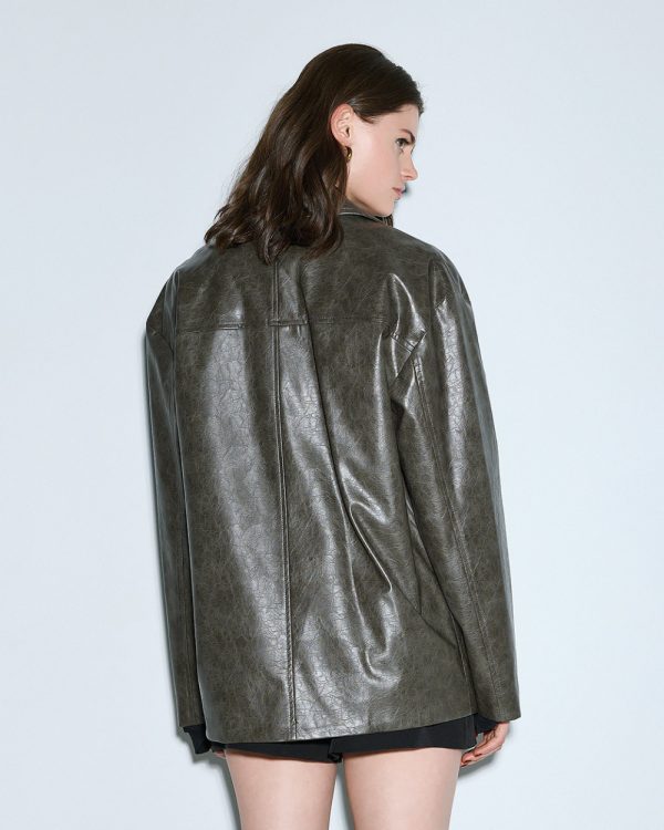 Double-breasted faux leather blazer - Access Fashion - Image 5