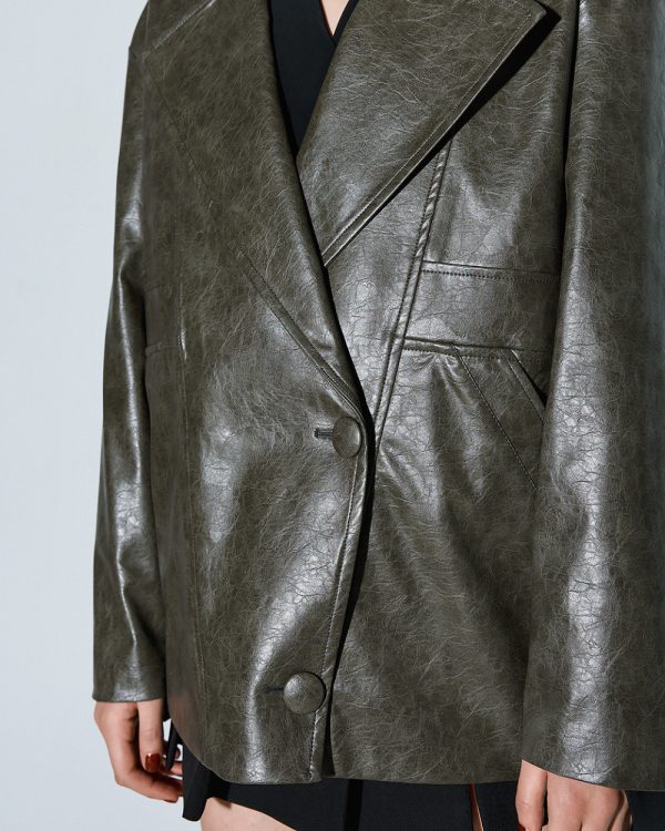 Double-breasted faux leather blazer - Access Fashion - Image 7
