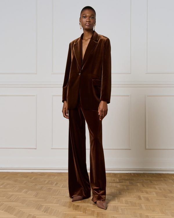Velvet blazer with notched lapel collar - Access Fashion