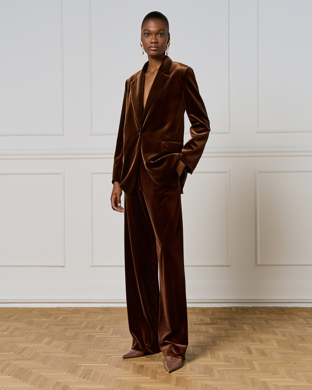 Brouska - 54-1035-389 Velvet blazer with notched lapel collar - Access Fashion - Image 3