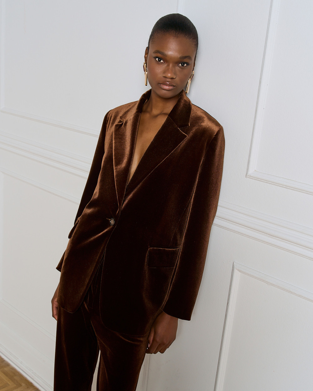 Brouska - 54-1035-389 Velvet blazer with notched lapel collar - Access Fashion - Image 5