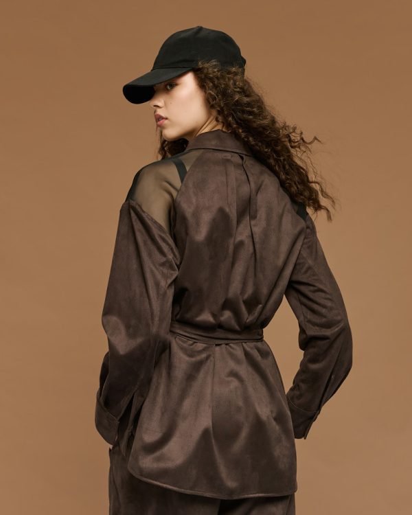 Suede-effect jacket with sheer details - Access Fashion - Image 4