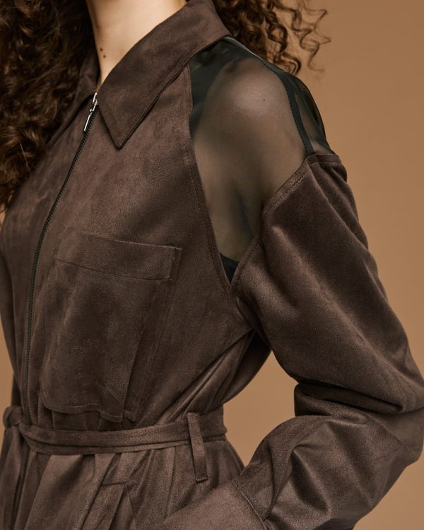 Suede-effect jacket with sheer details - Access Fashion - Image 5