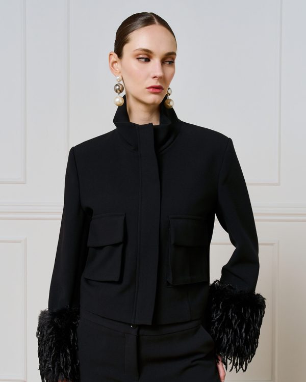 Cropped jacket with feathers - Access Fashion - Image 3
