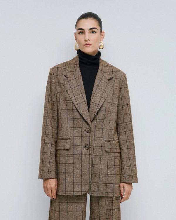 Long checked blazer - Access Fashion