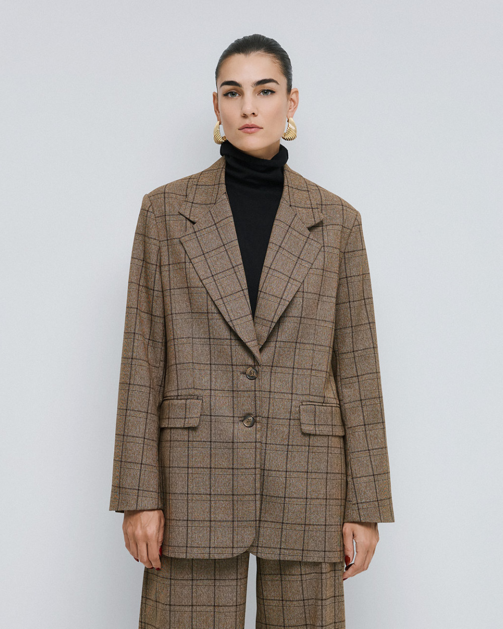 Brouska - 54-1602-471 Long checked blazer - Access Fashion