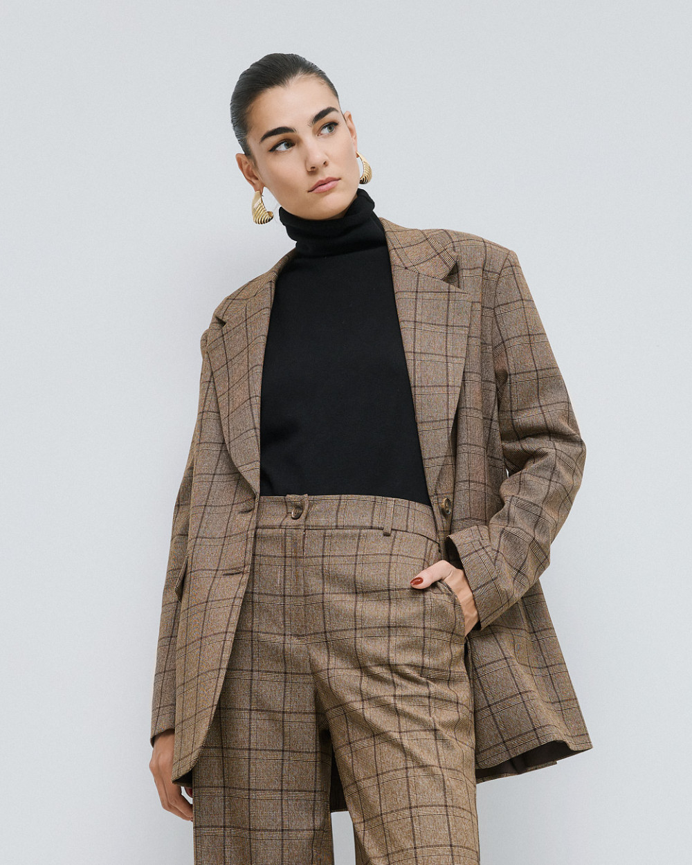 Brouska - 54-1602-471 Long checked blazer - Access Fashion - Image 3