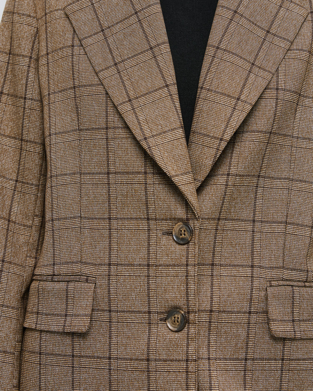 Brouska - 54-1602-471 Long checked blazer - Access Fashion - Image 5