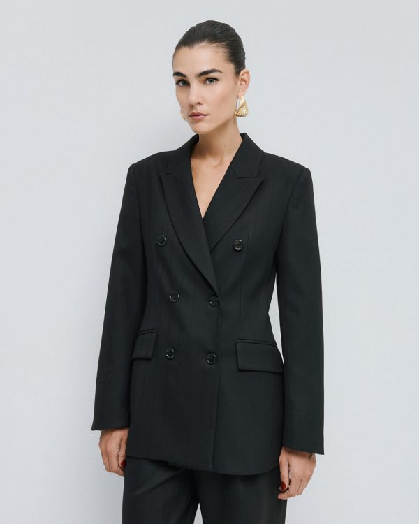 Striped double-breasted blazer - Access Fashion
