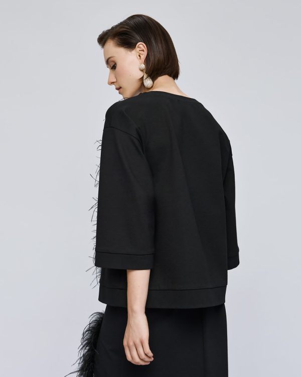 Relaxed blouse with feathers - Access Fashion - Image 3