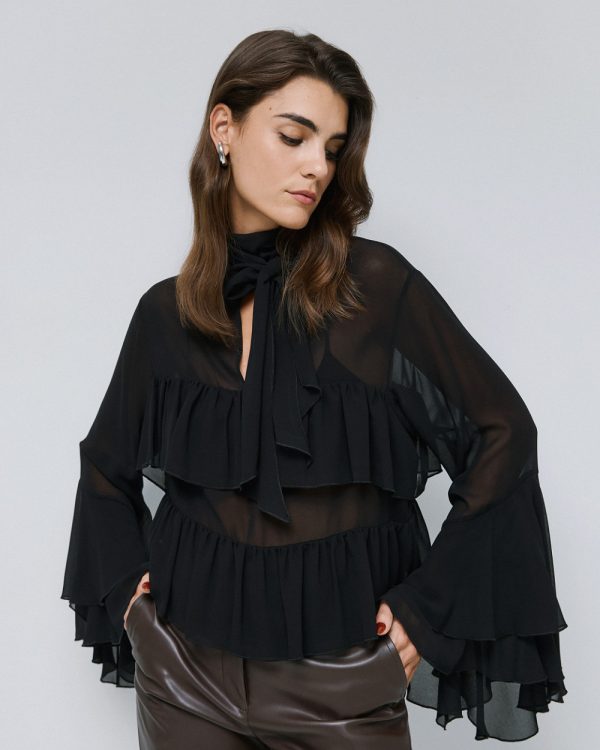 Cropped blouse with ruffles - Access Fashion - Image 3