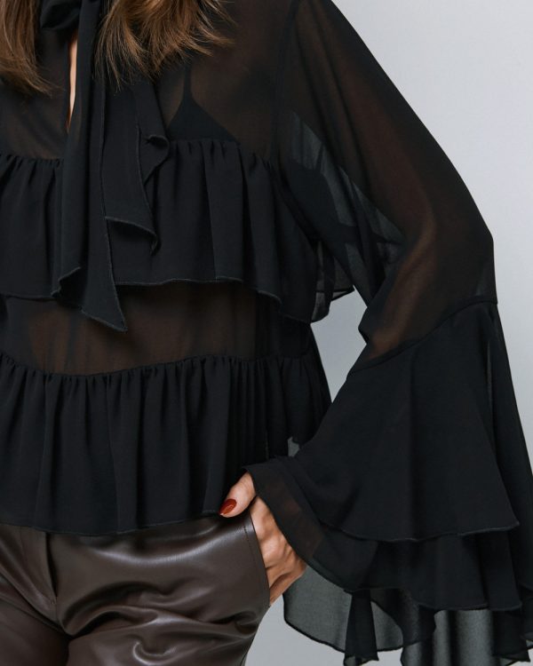 Cropped blouse with ruffles - Access Fashion - Image 5