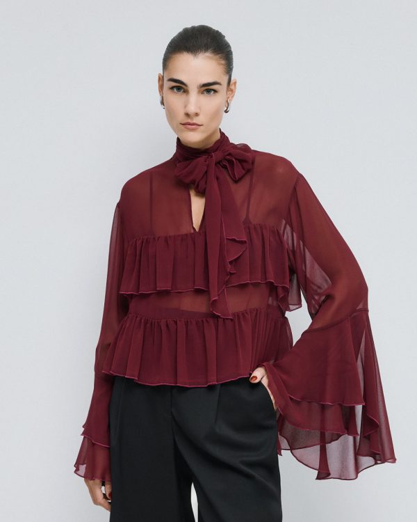 Cropped blouse with ruffles - Access Fashion - Image 6