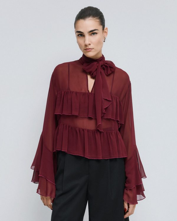Cropped blouse with ruffles - Access Fashion - Image 8