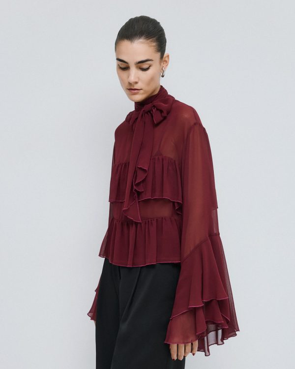 Cropped blouse with ruffles - Access Fashion - Image 9
