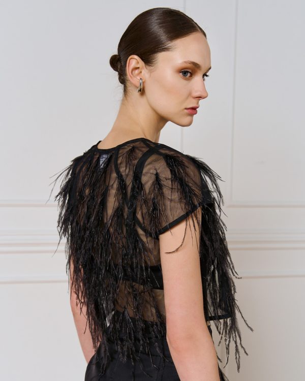 Short-sleeve shrug with feathers - Access Fashion - Image 4