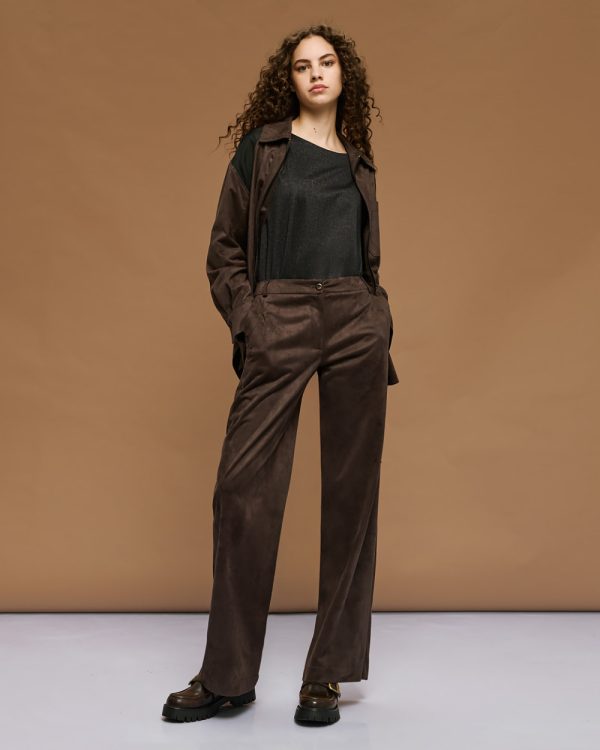 Straight-leg suede pants - Access Fashion