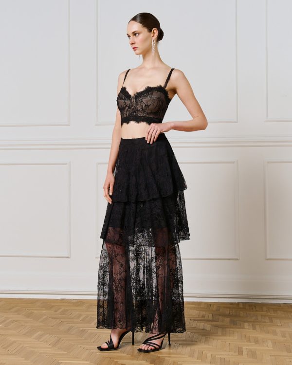 Lace maxi skirt with ruffles - Access Fashion