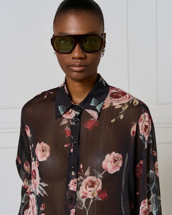 Floral shirt with lurex details - Access Fashion - Image 3