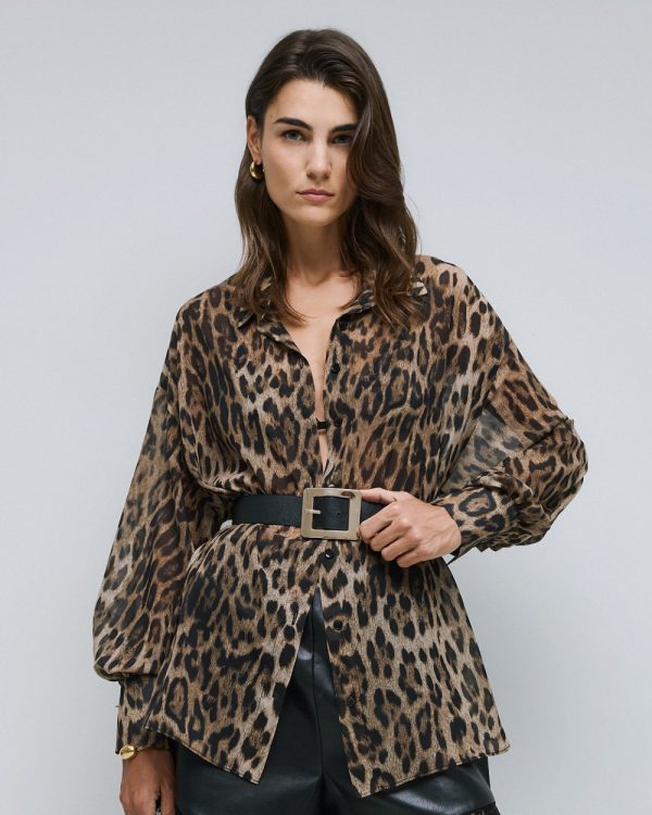 Leopard print shirt with lace - Access Fashion