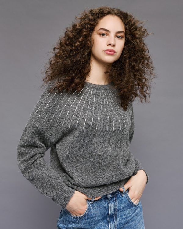 Knitted blouse with rhinestones - Access Fashion - Image 3