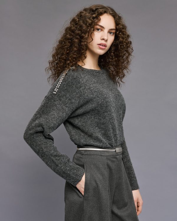 Knitted blouse with rhinestones - Access Fashion