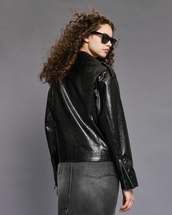 Faux leather biker jacket - Access Fashion - Image 4