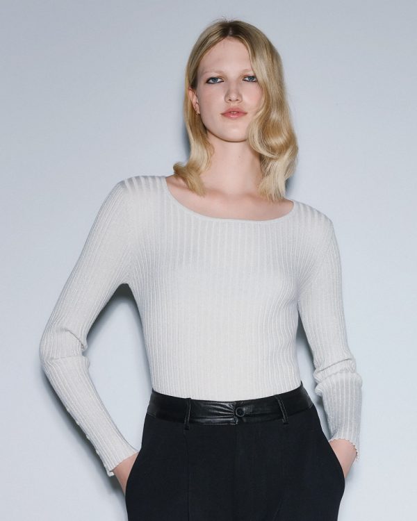 Knitted long-sleeve lurex blouse - Access Fashion