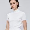 Knitted turtleneck blouse with short sleeves - Access Fashion